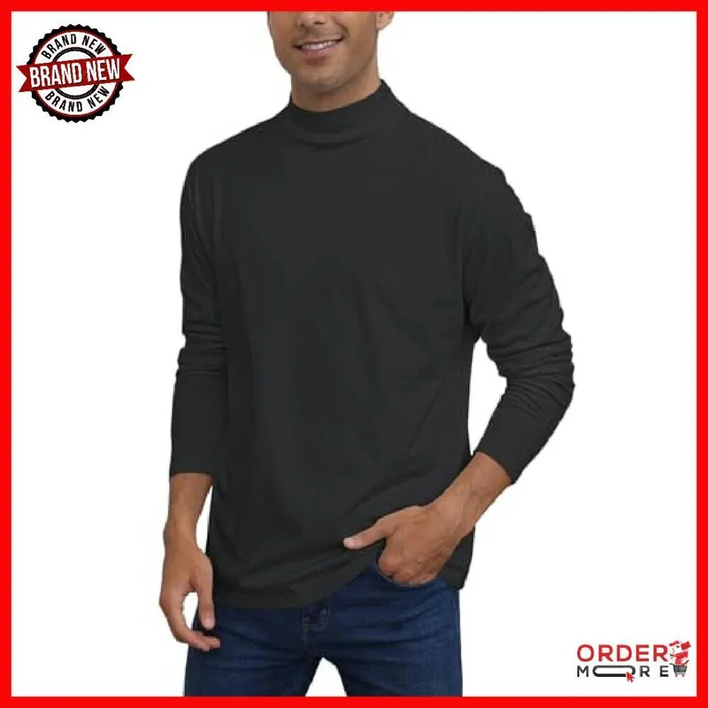 Men's Long Sleeve Mock Turtleneck Thermal Top Stretchy Slim Fit